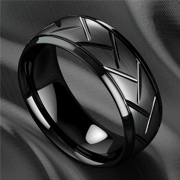 Black Titanium Steel Matte Modern Ring - Picture 3 of 3